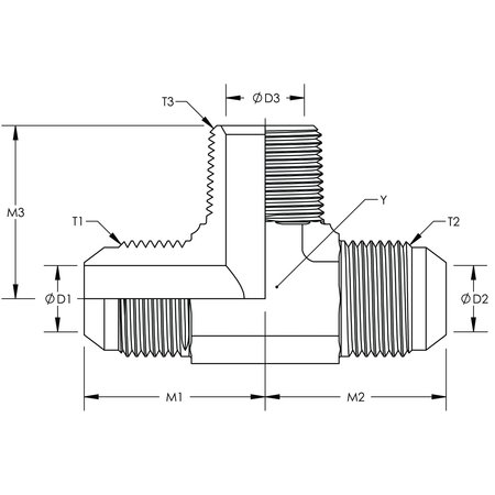 WORLD WIDE FITTINGS JIC to Male Pipe Branch Tee Stainless Steel 2601X04X04X04SS